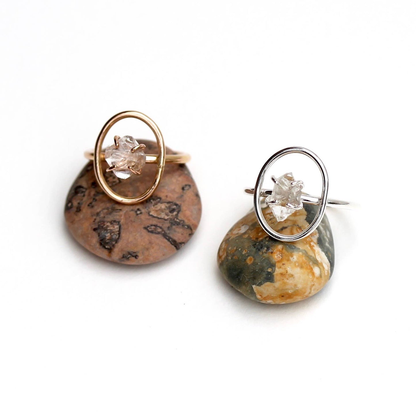 Herkimer Diamond Halo Ring