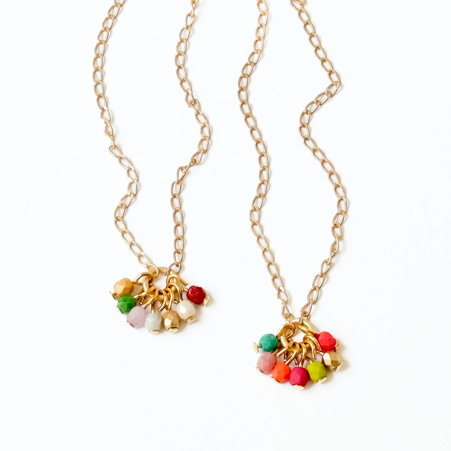 Dainty Necklace With Beaded Cluster Pendant