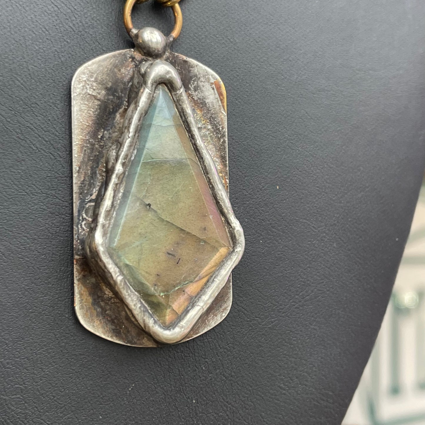Labradorite Dog Tag Necklace