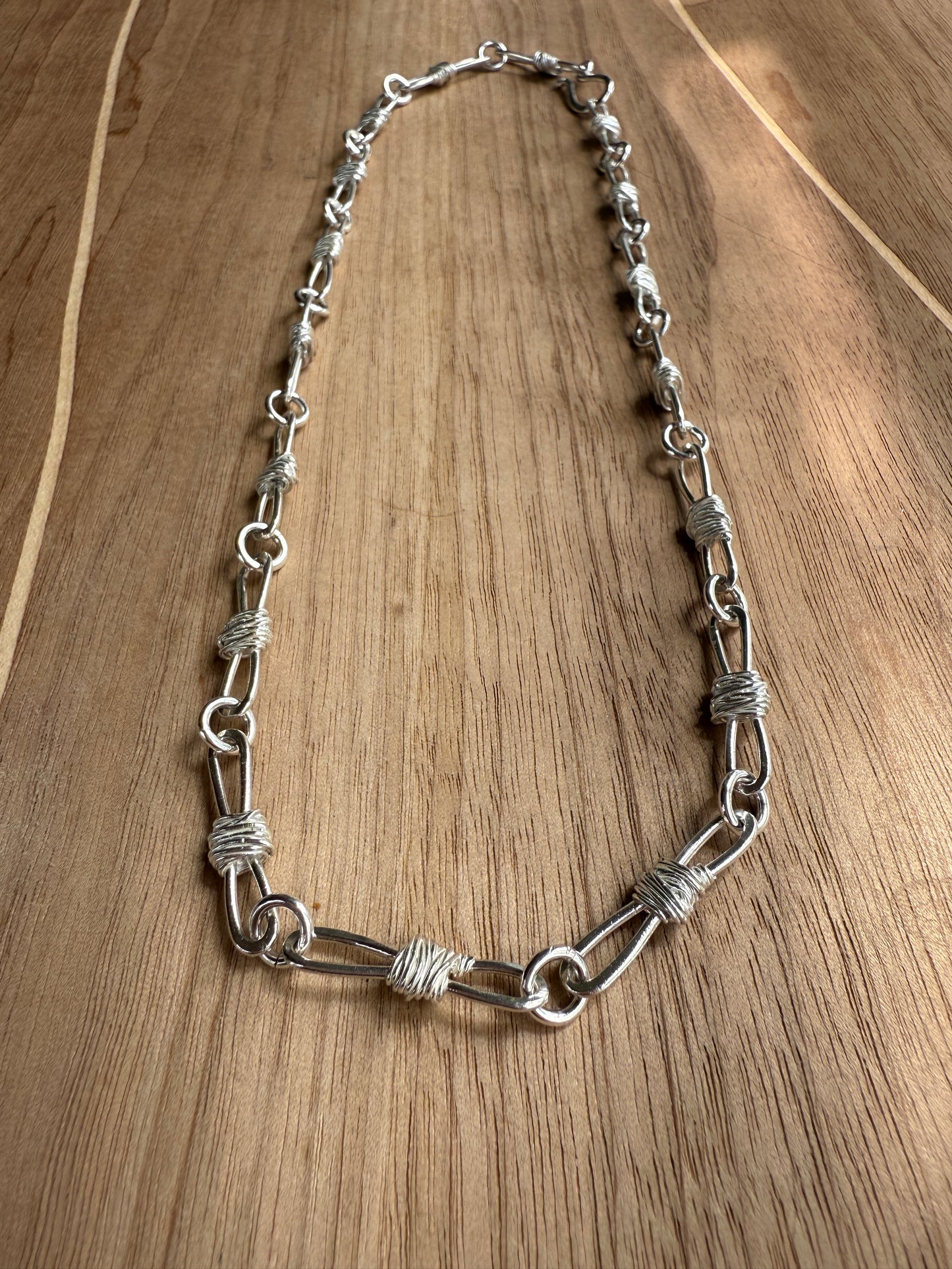 Large Link Barbed Wire Chain Necklace