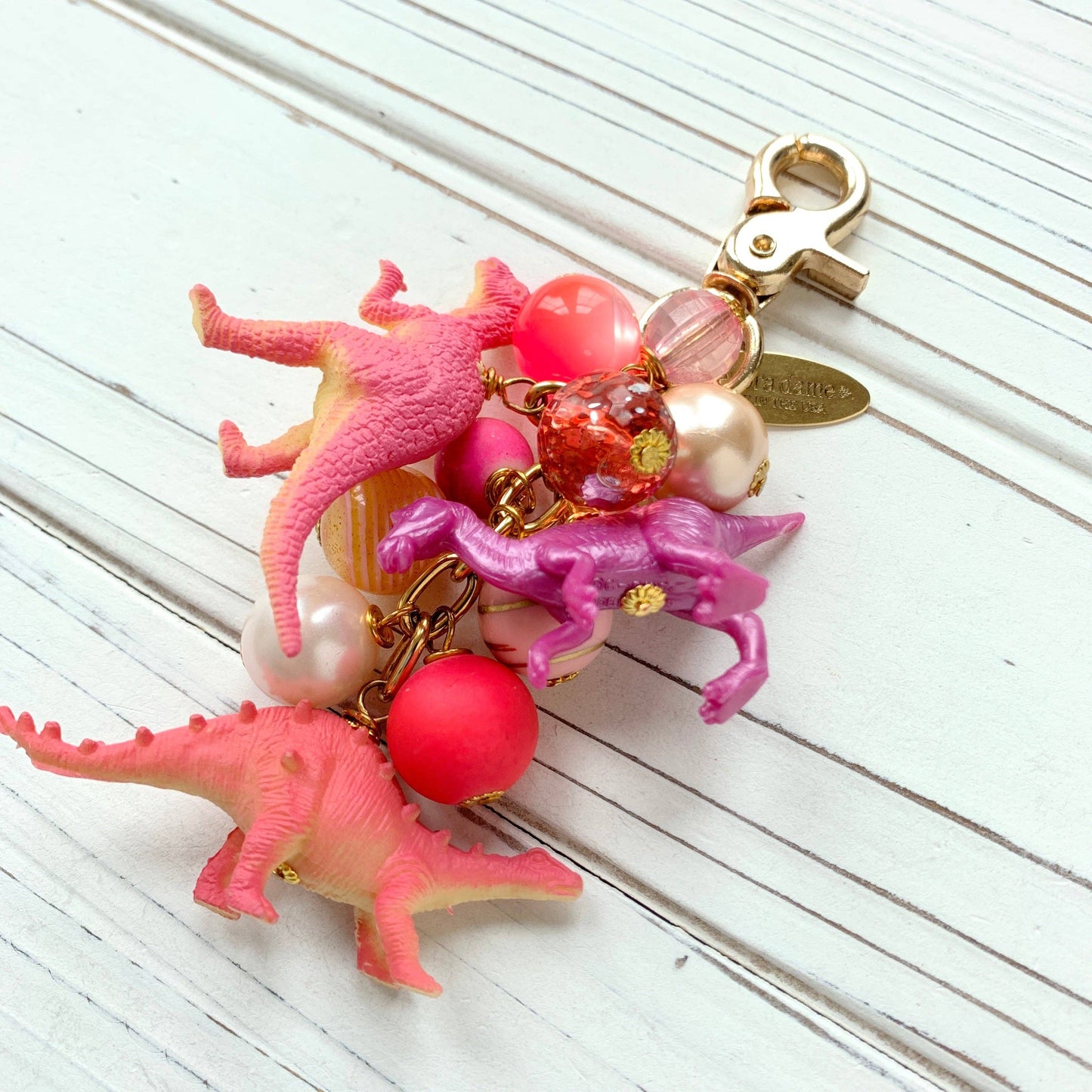 Dinosaur Purse Charm in Taffy Pink
