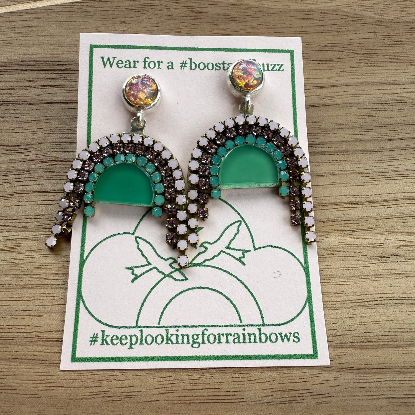 GREEN Rainbow Earrings