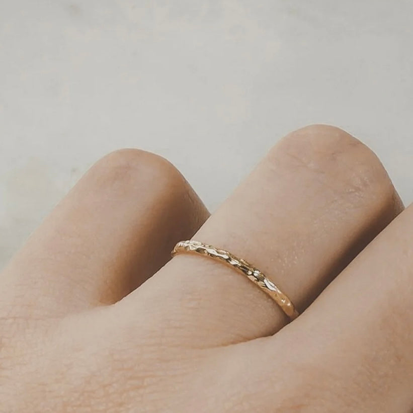 Solid Gold Textured Dainty Band