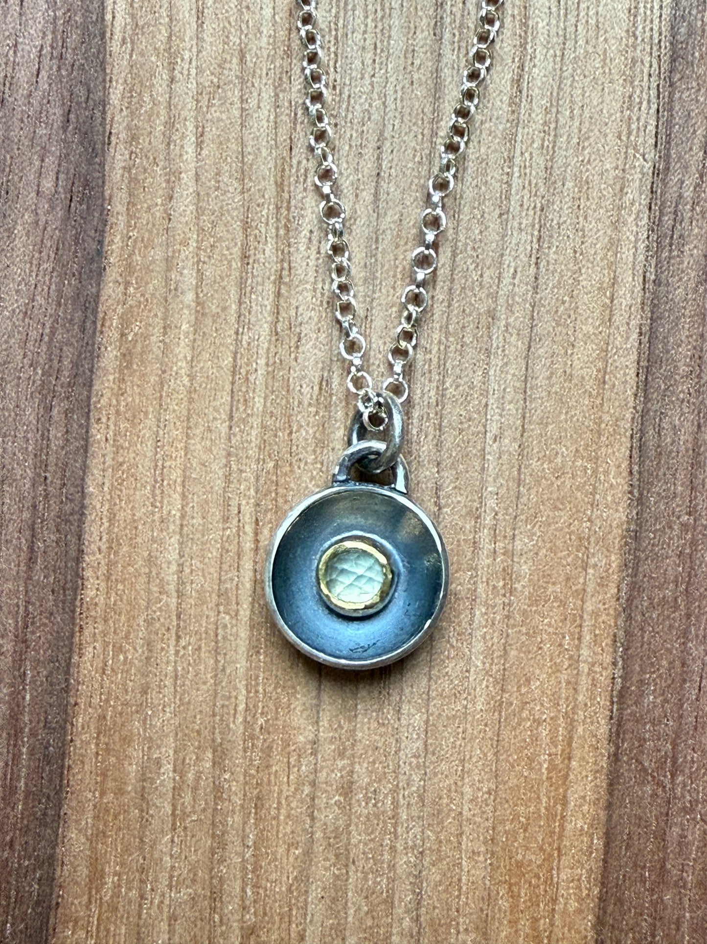 Prehnite Dome Pendant Necklace