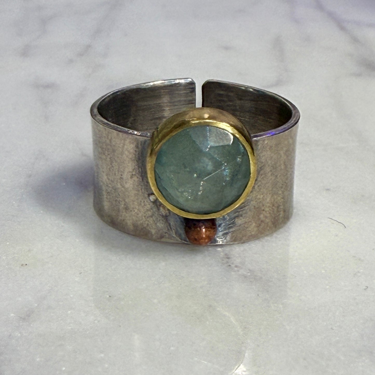 Aquamarine Mixed Metal Ring
