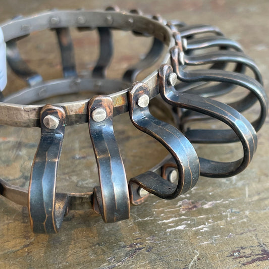 Sterling and Copper Forged Statement Bracelet