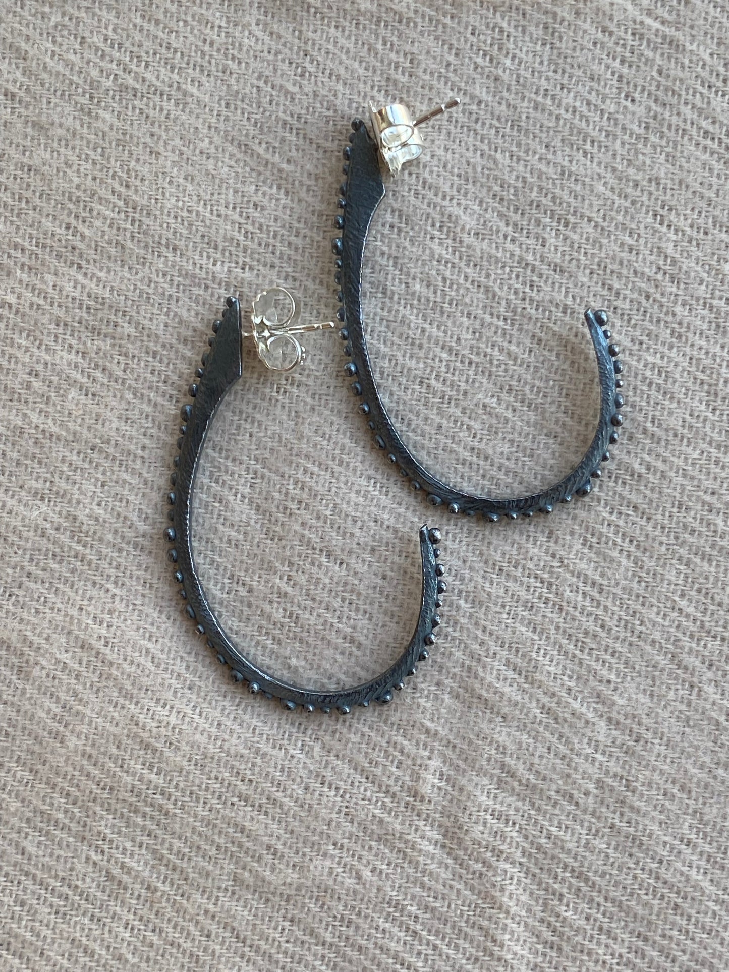 Oxidized Bumpy Long Hoops
