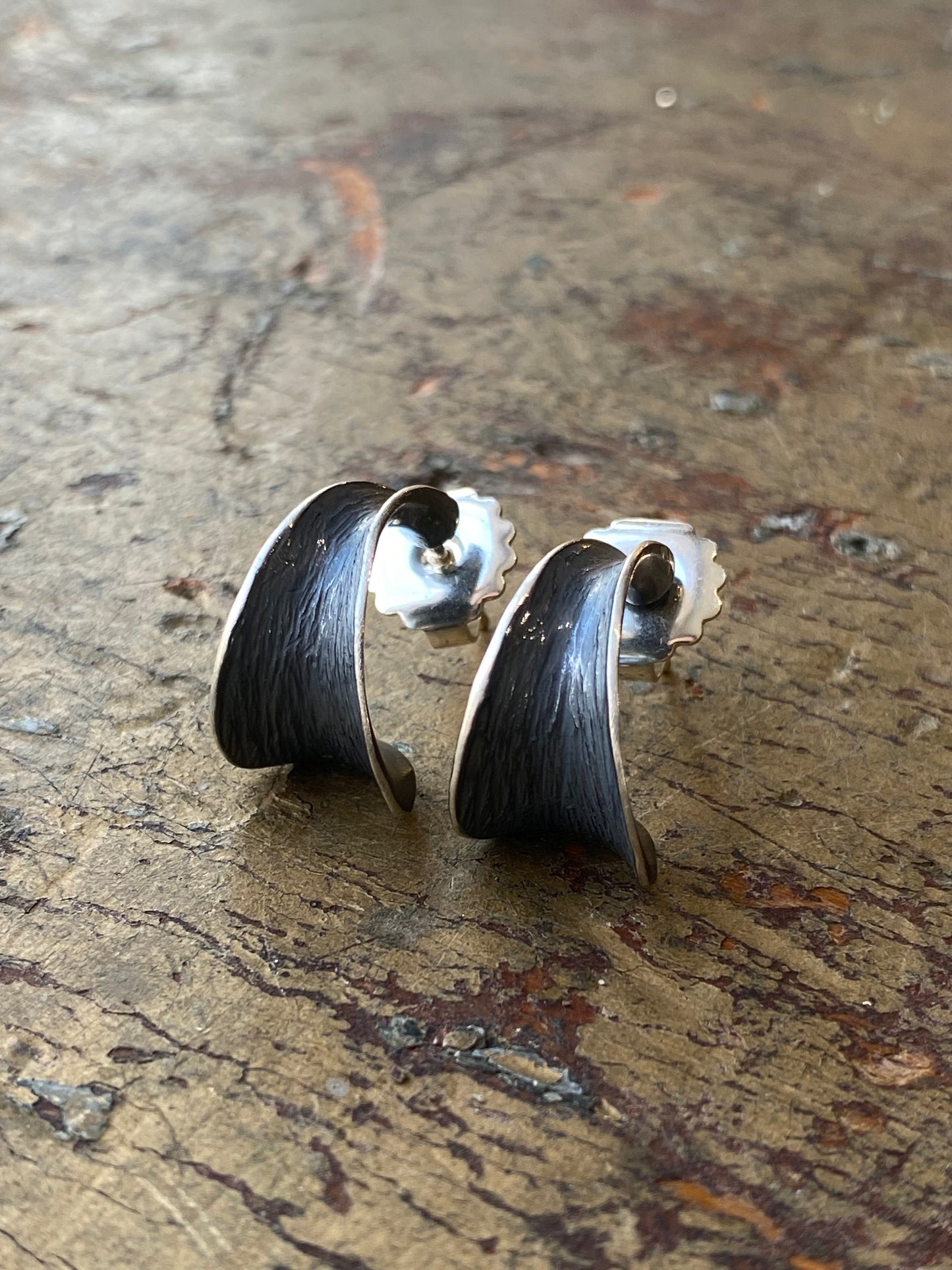 Oxidized Long Horn Earring