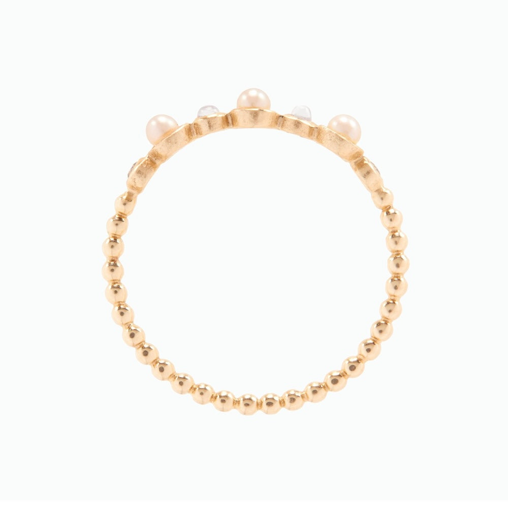 SOMERSET: Pearl, moonstone and diamond ring