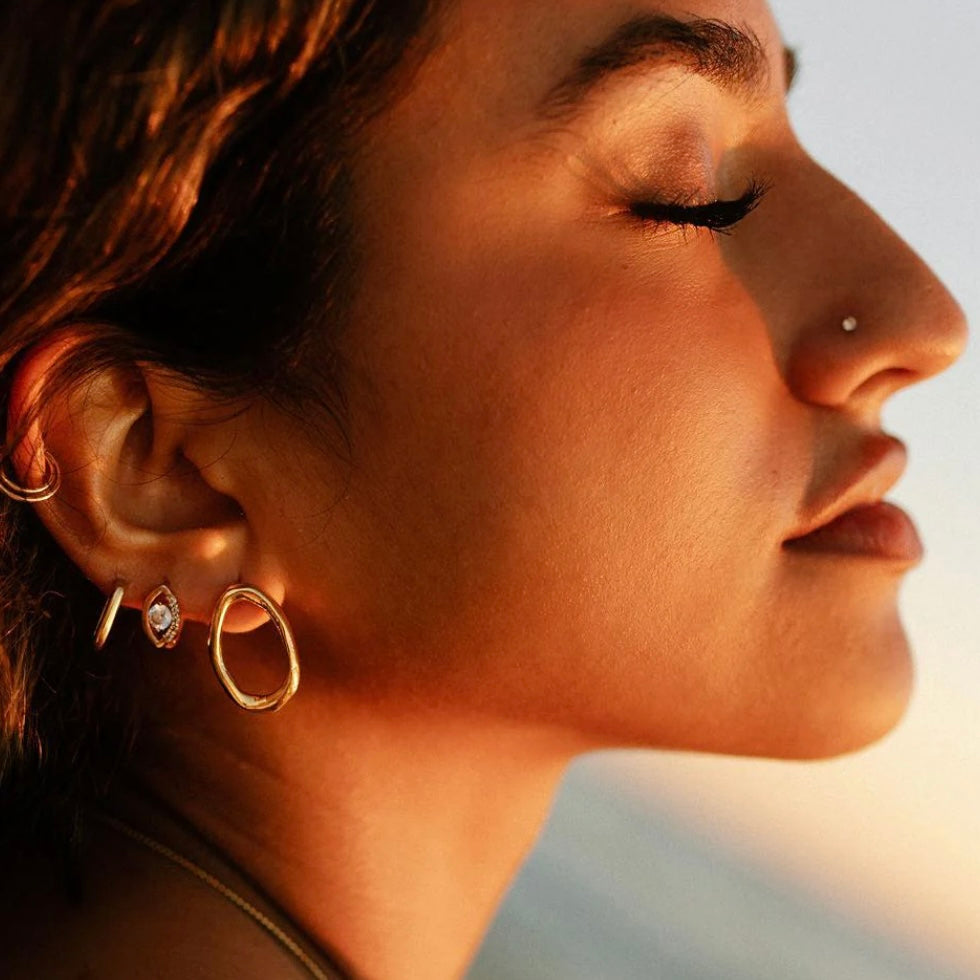 Organic Open Circle Stud Earrings