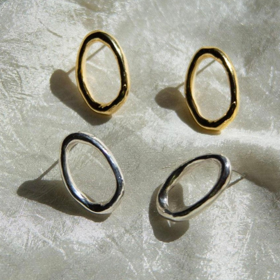 Organic Open Circle Stud Earrings