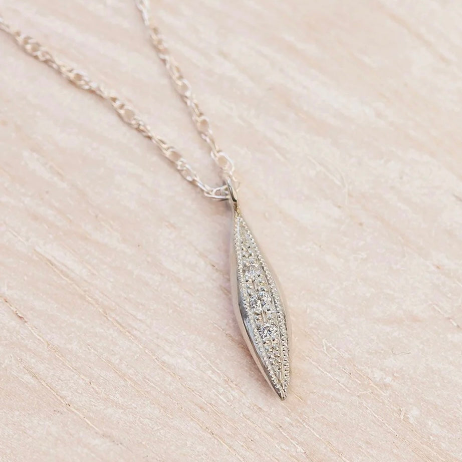 Sterling Silver Modern Triple Diamond Peak Necklace