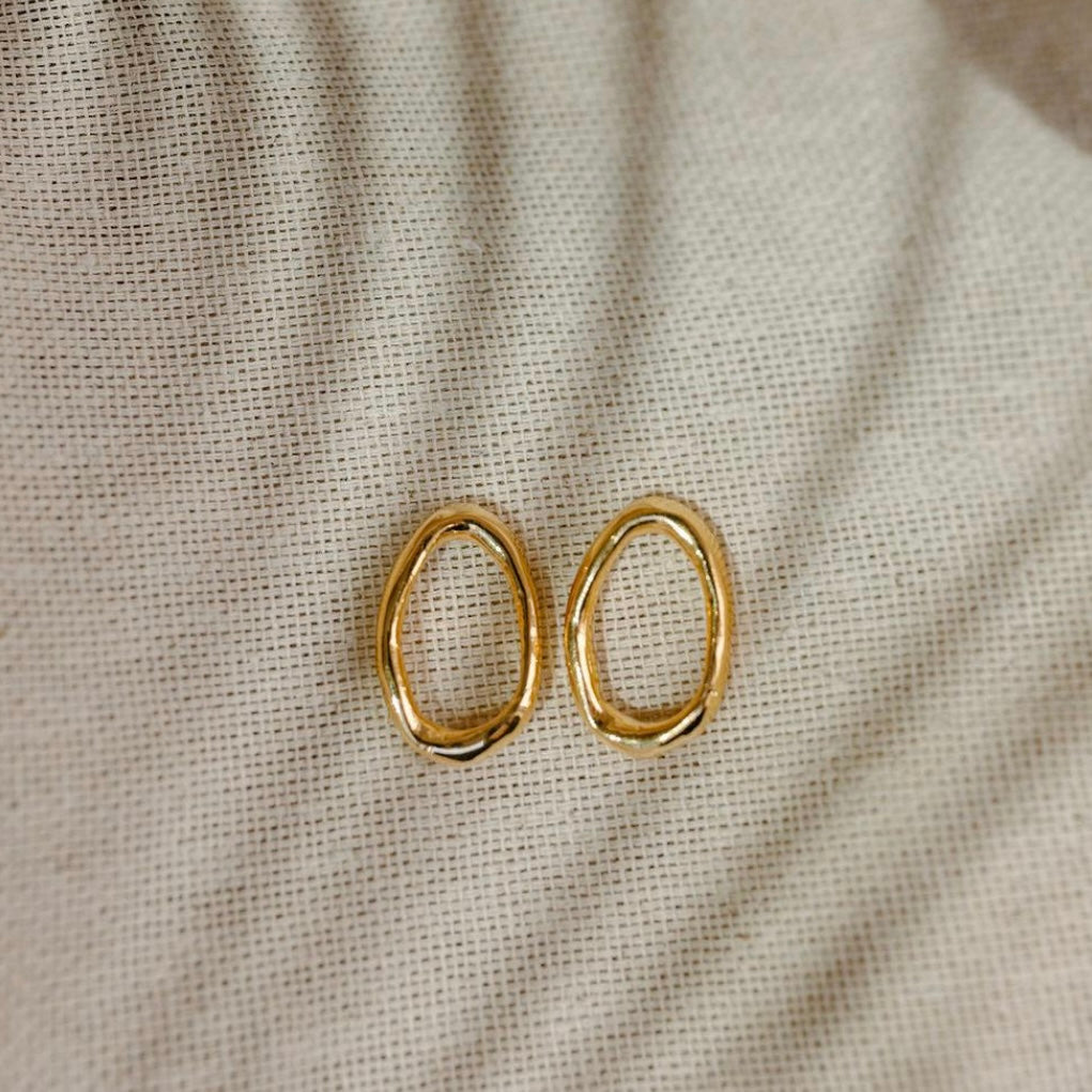 Organic Open Circle Stud Earrings