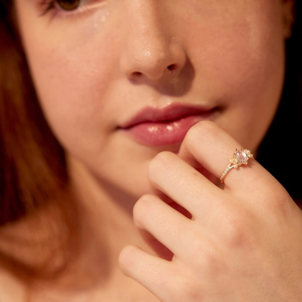 ÉDITH: Moonstone, Pearl and Diamond Ring