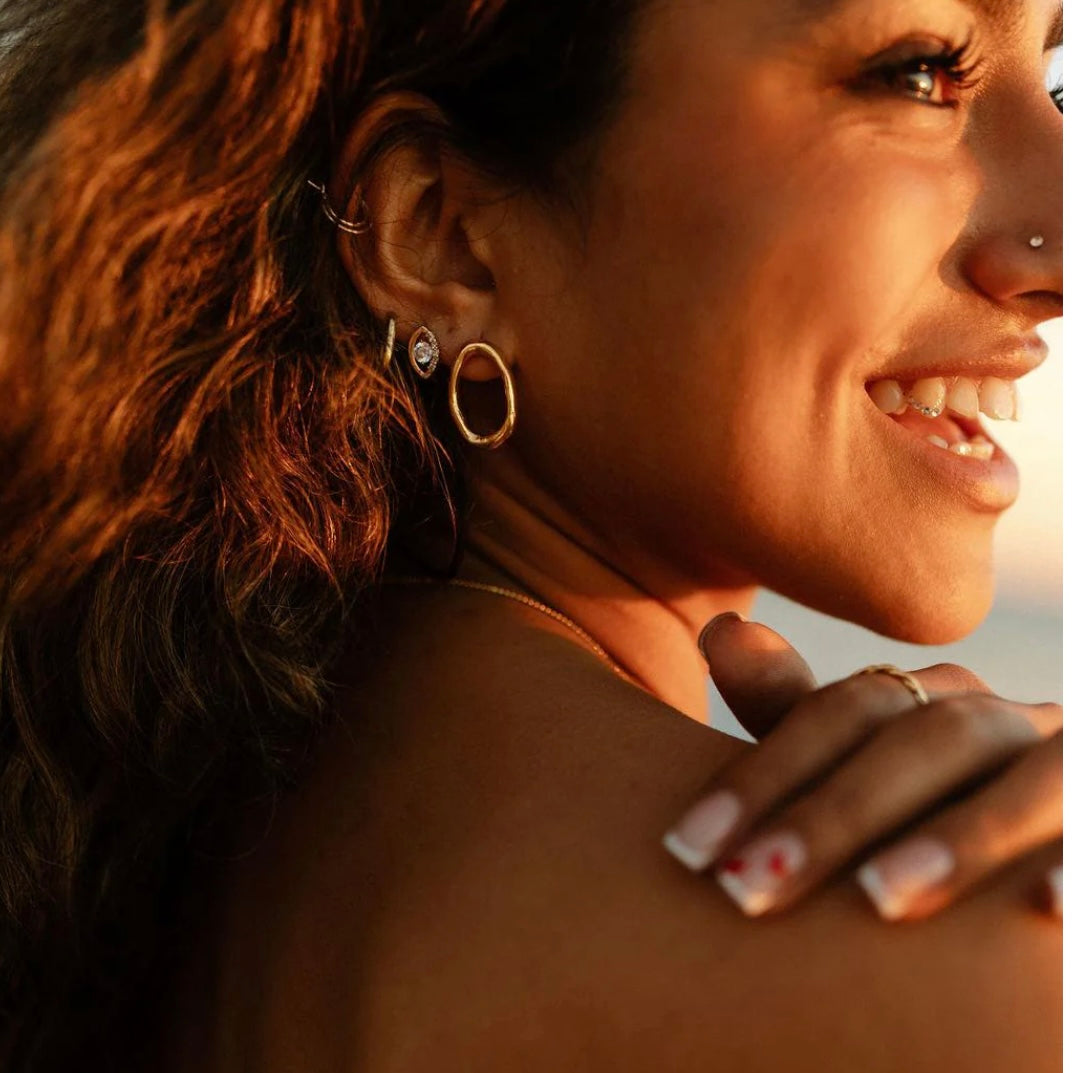 Organic Open Circle Stud Earrings
