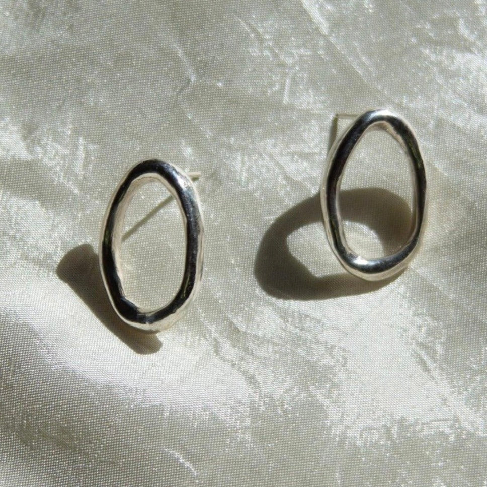 Organic Open Circle Stud Earrings