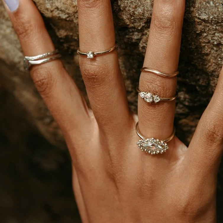 Solid Gold Diamond Promise Ring