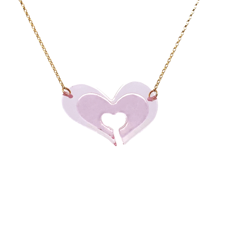 Fuchsia Stacked Heart Necklace