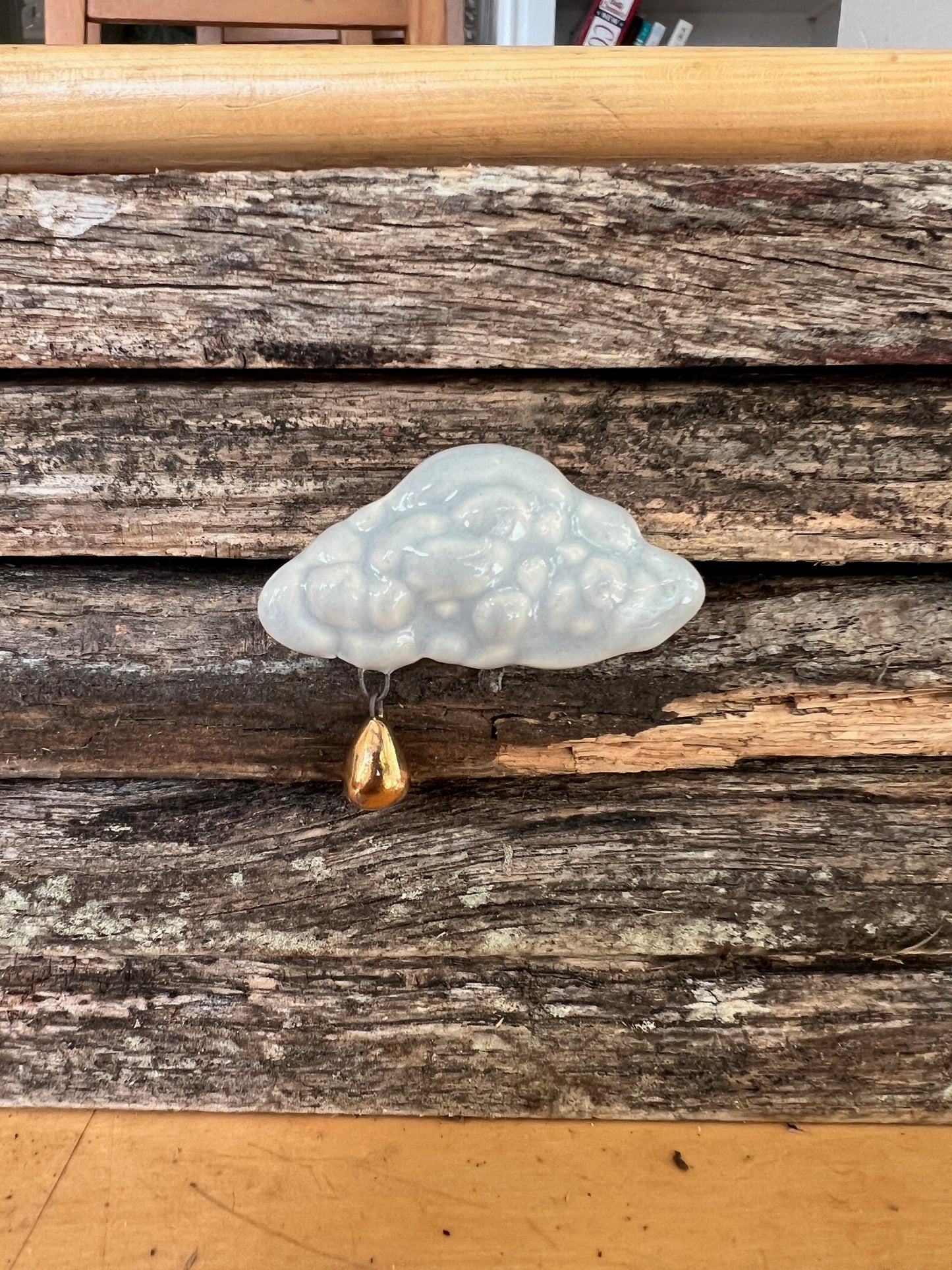 Porcelain Raindrop Brooch Dark Blue