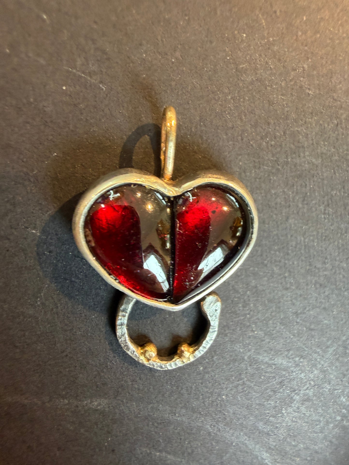 Garnet 2 Part Heart Charmkeeper