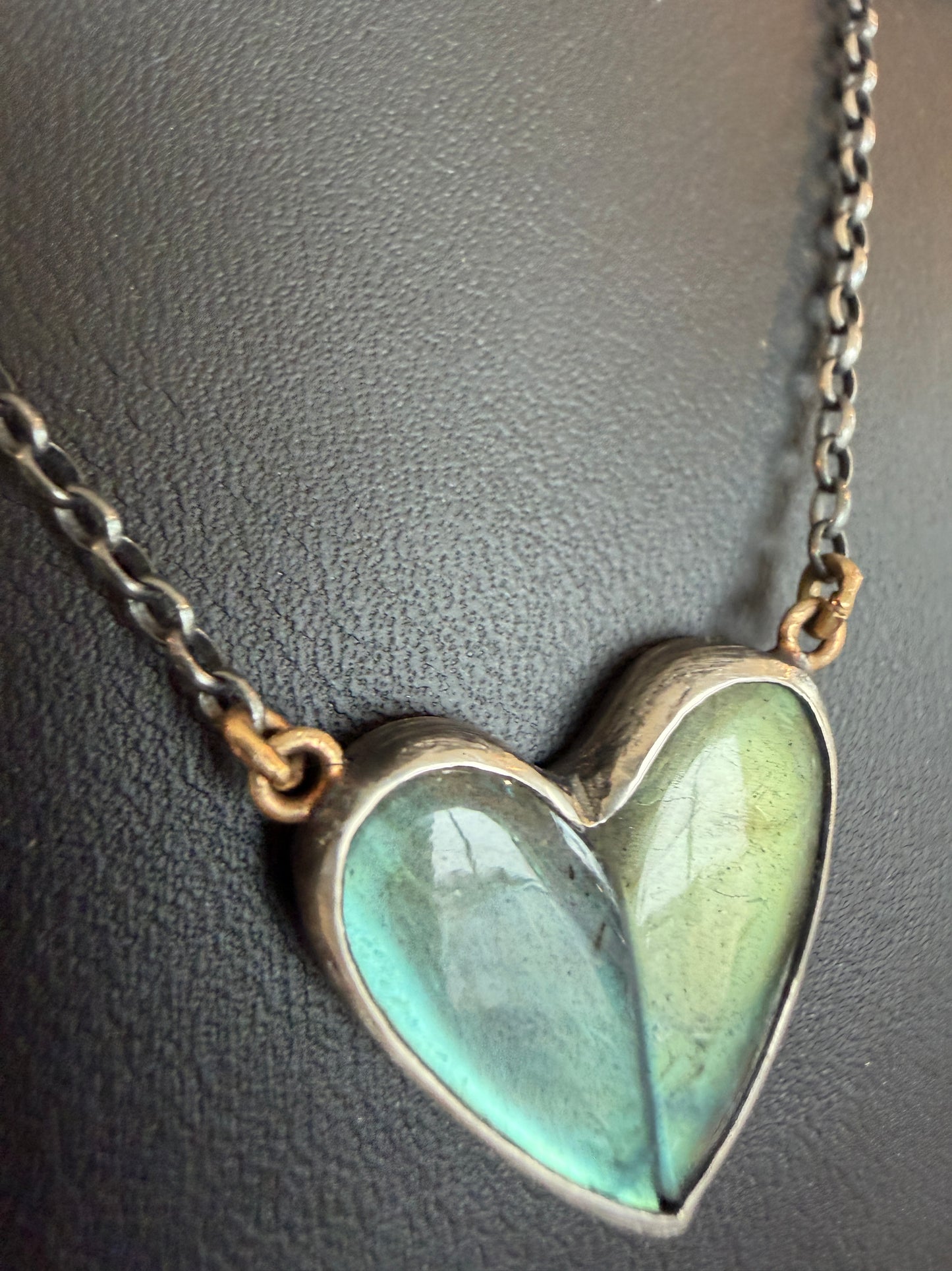 Labradorite 2 Part Heart Necklace