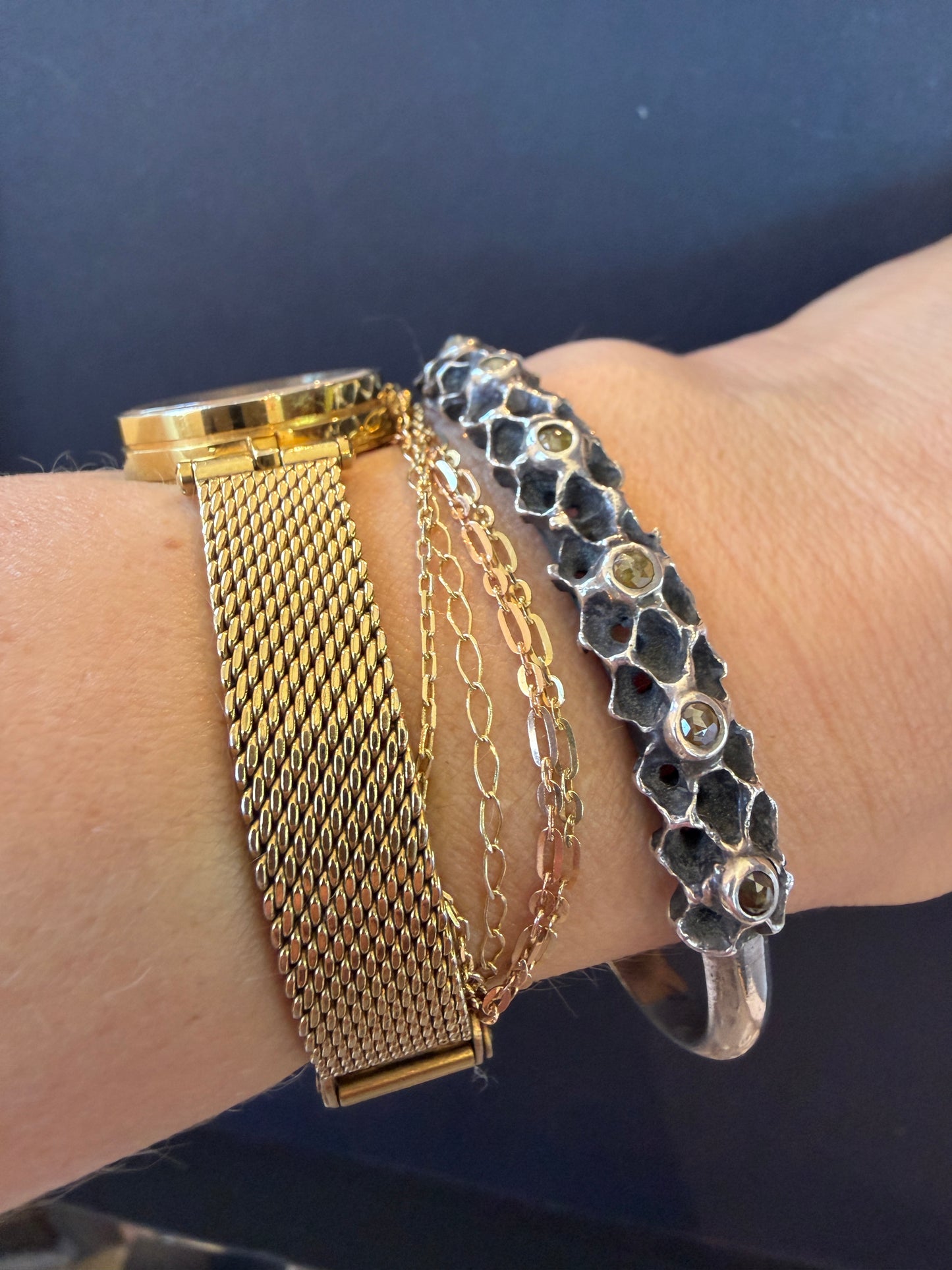 Patina Rose-cut Diamond Pinecone Cuff