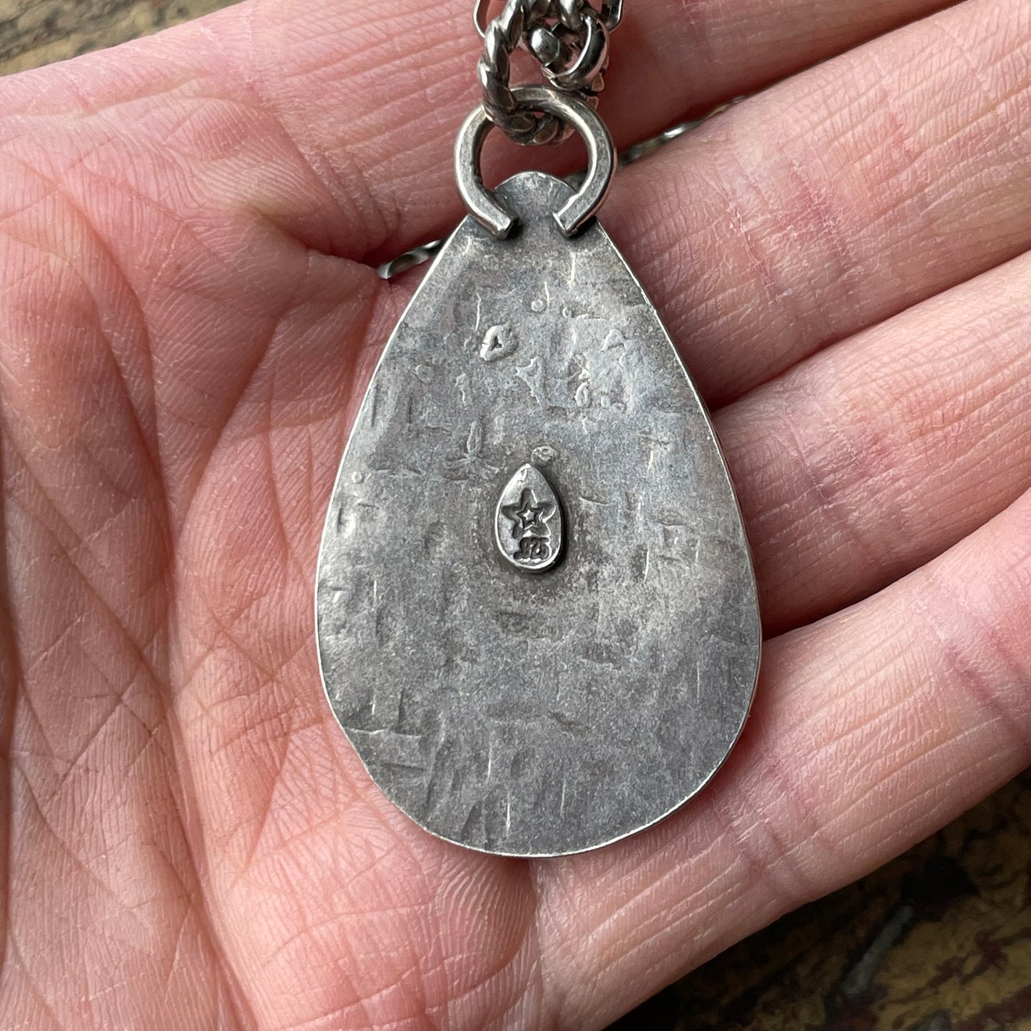 Teardrop Fossillized Shell Pendant