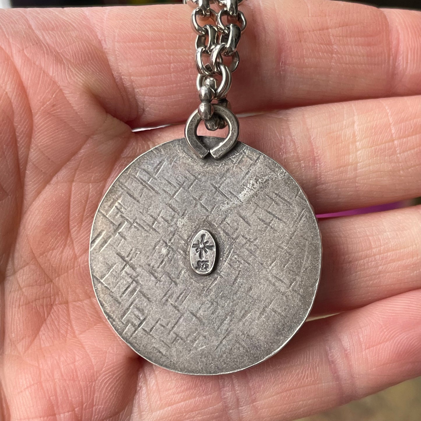 Round Fossilized Shell Pendant Necklace