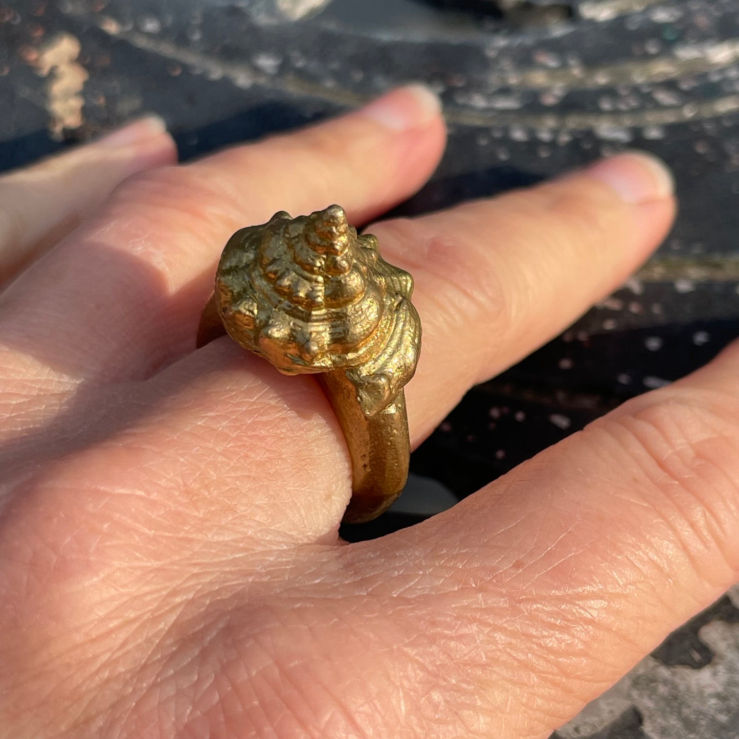 Brass Shell Cocktail Ring