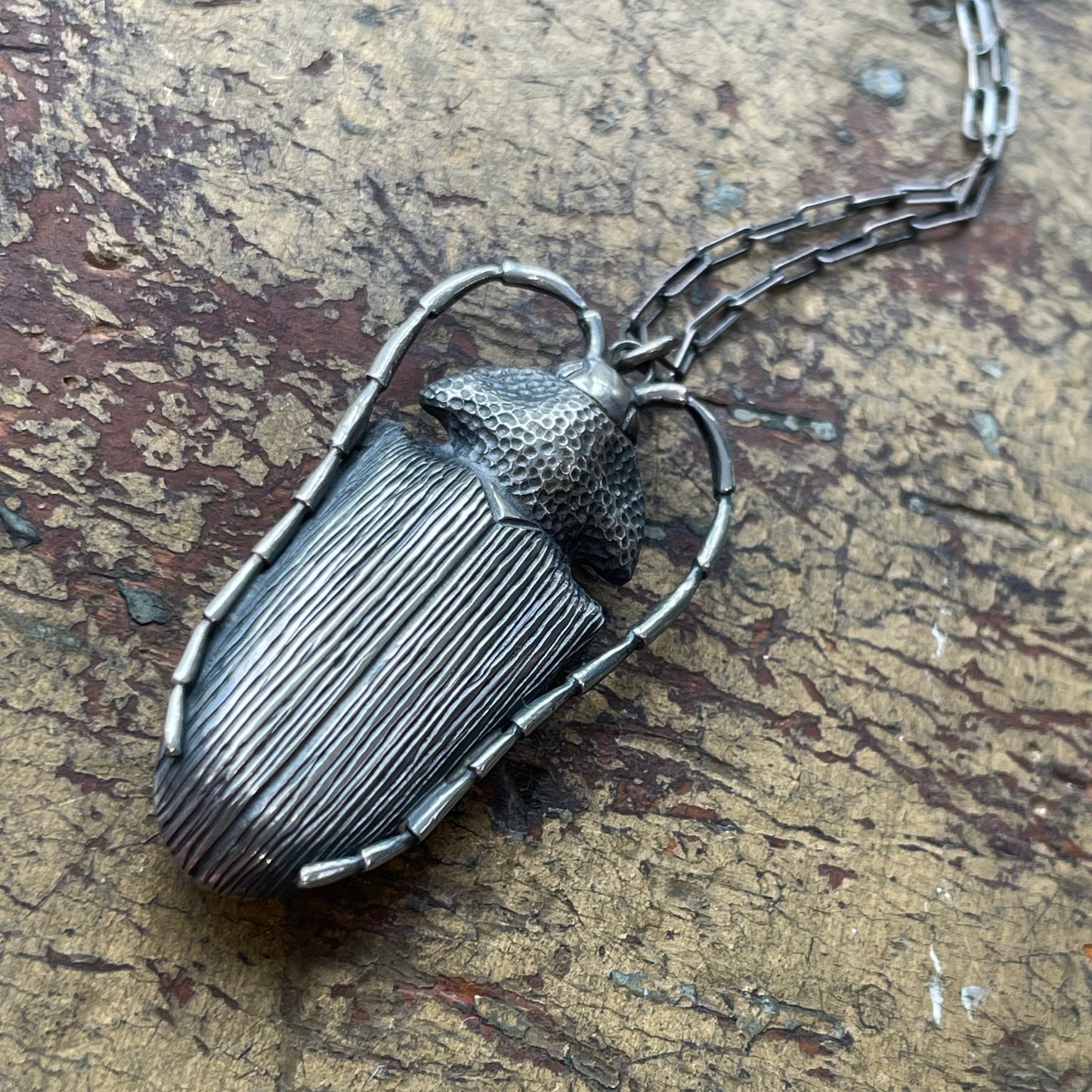 Harlequin Beetle Pendant Necklace