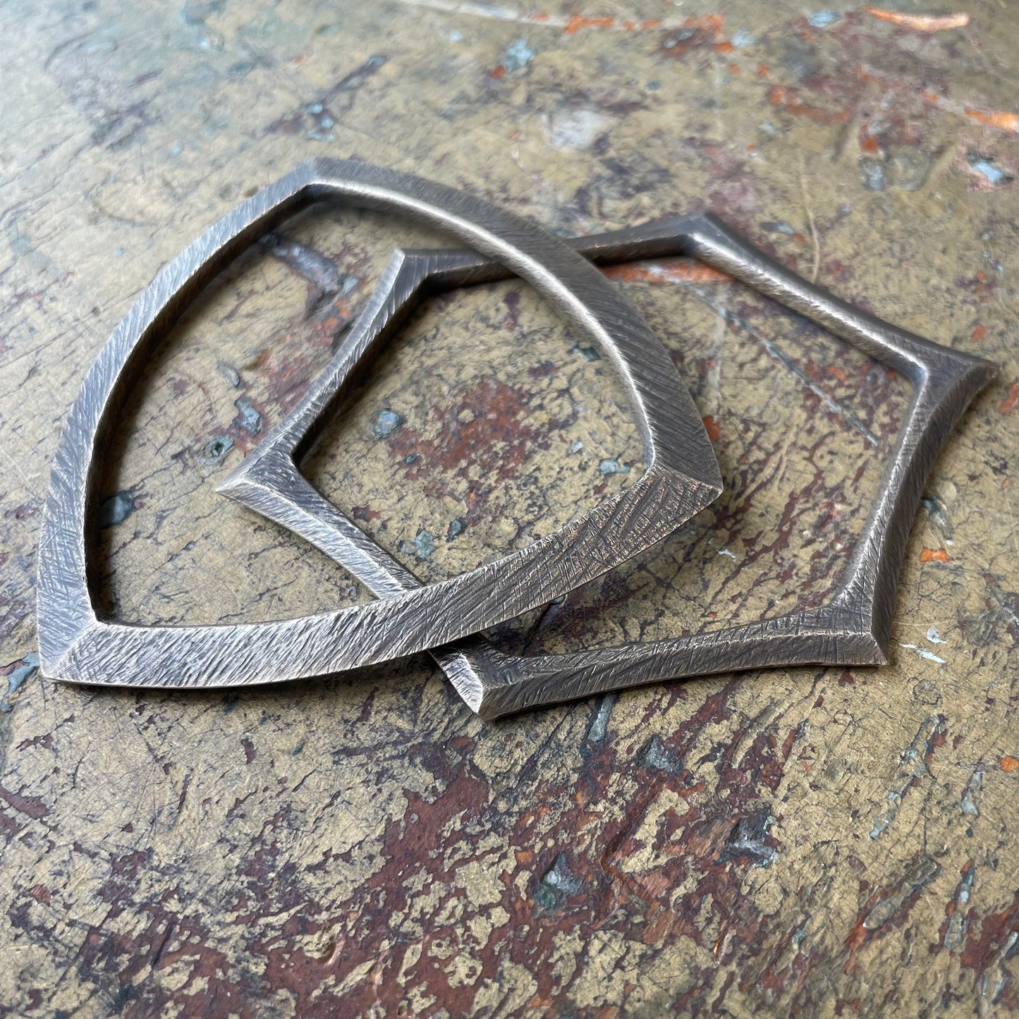 Hexagonal Cast Bangle Bracelet