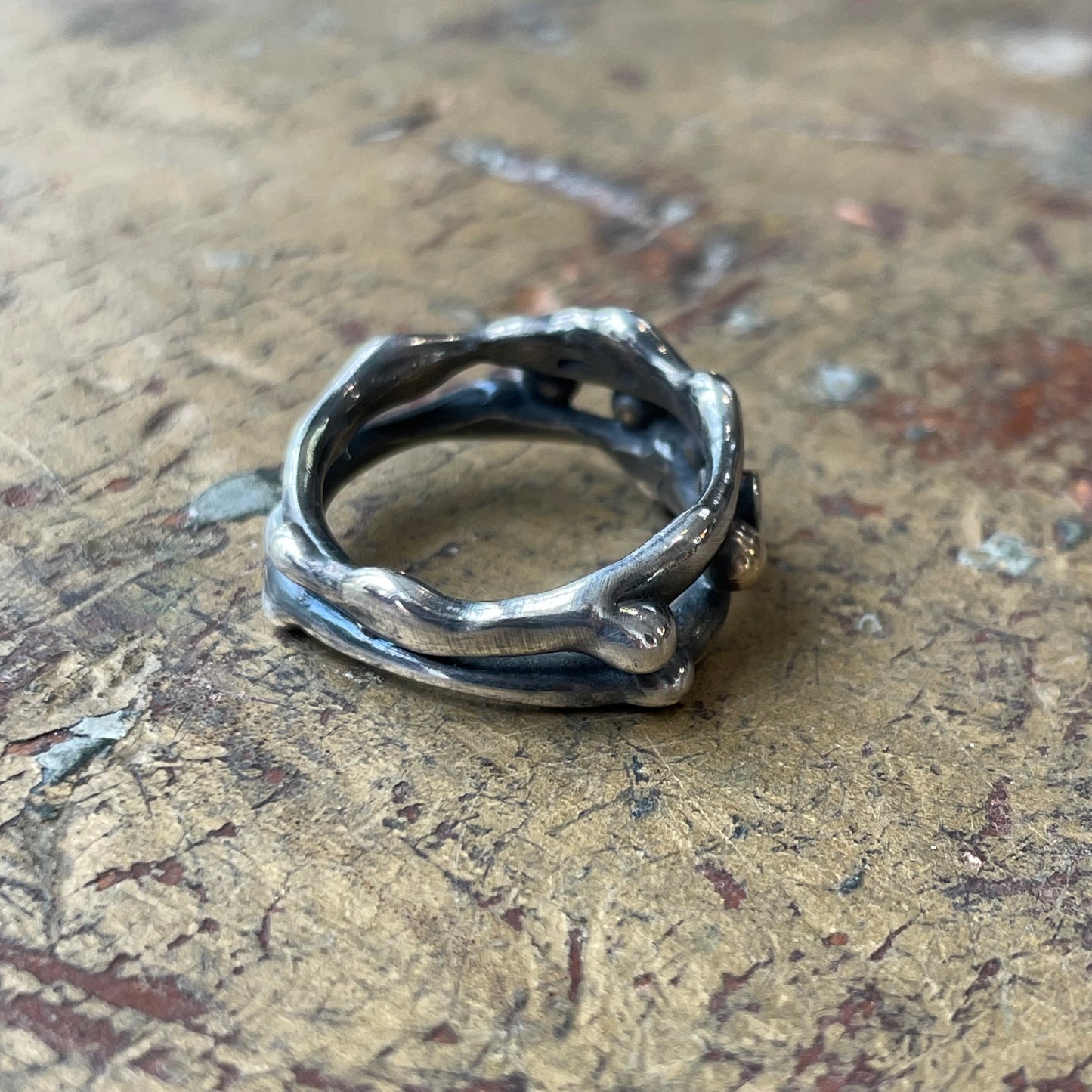Sterling Ring With Gold and Garnet