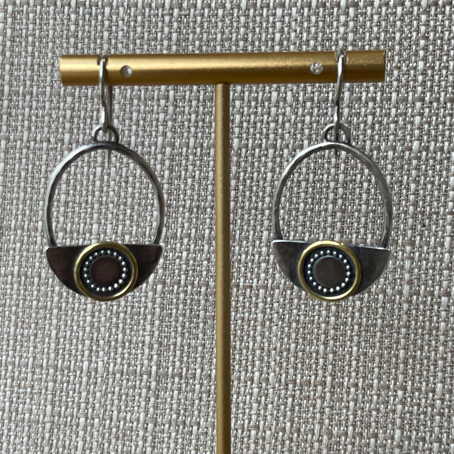 Half circle hoops with bronze circles