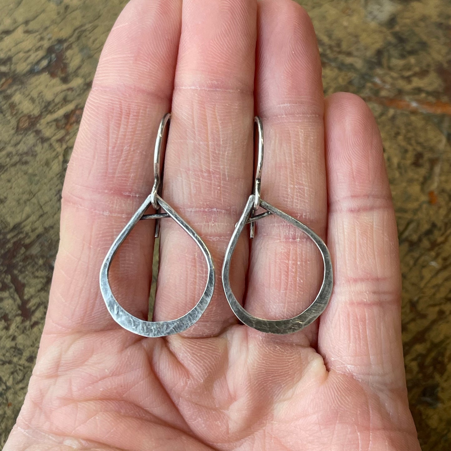 Sterling Pear hoops- small