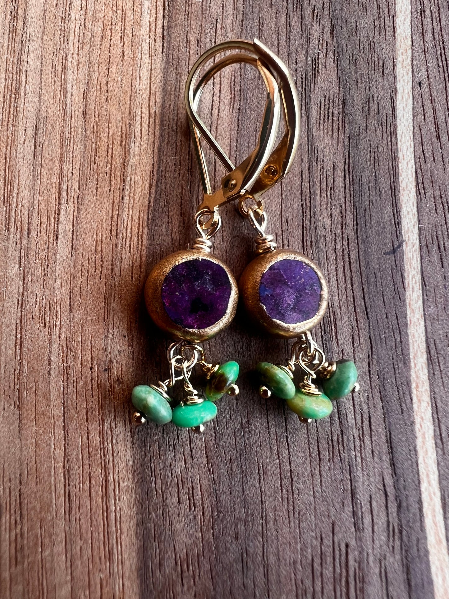 Purple Round Dangle Earrings