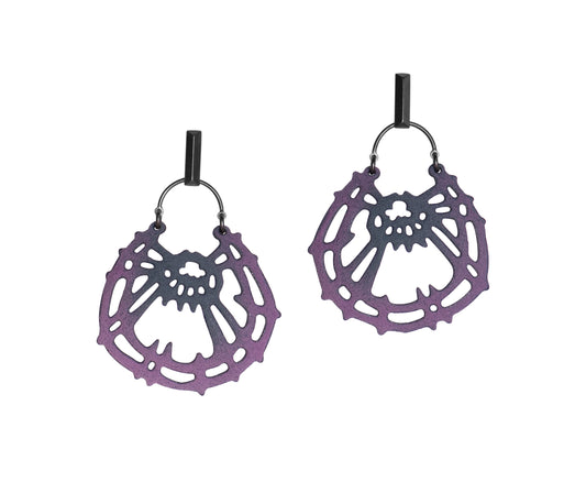 Web Hoops/Sugar Fired Grey/Iris Purple, Oxidized Silver