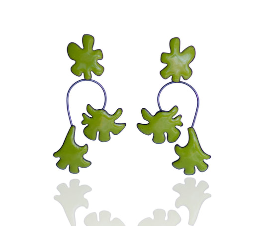 Orchid Earrings/Bitter Green