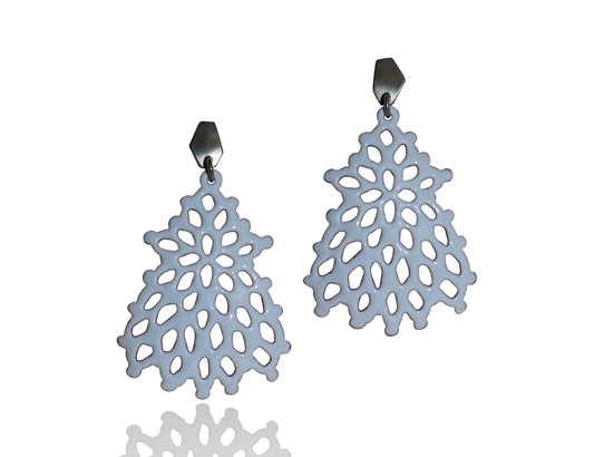 Large Structure Earrings/Storm Blue, Oxidezed Silver