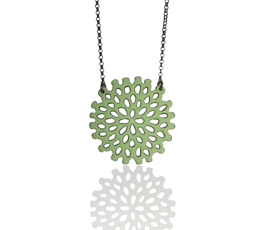 Small Structure Medallion/Sugar Fired Robin's Egg Blue, Oxidized Silver