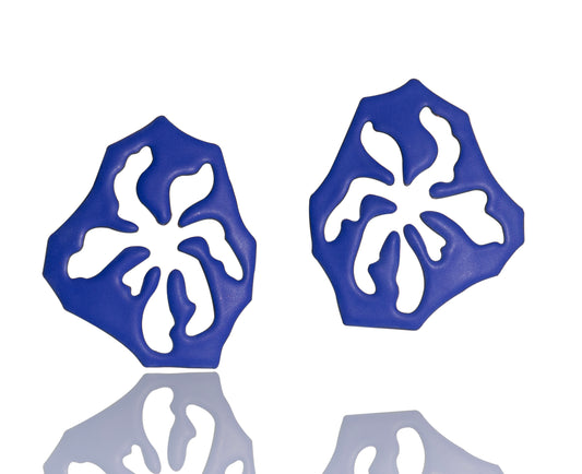 Large Remnant Earrings/Matte Ultramarine Blue