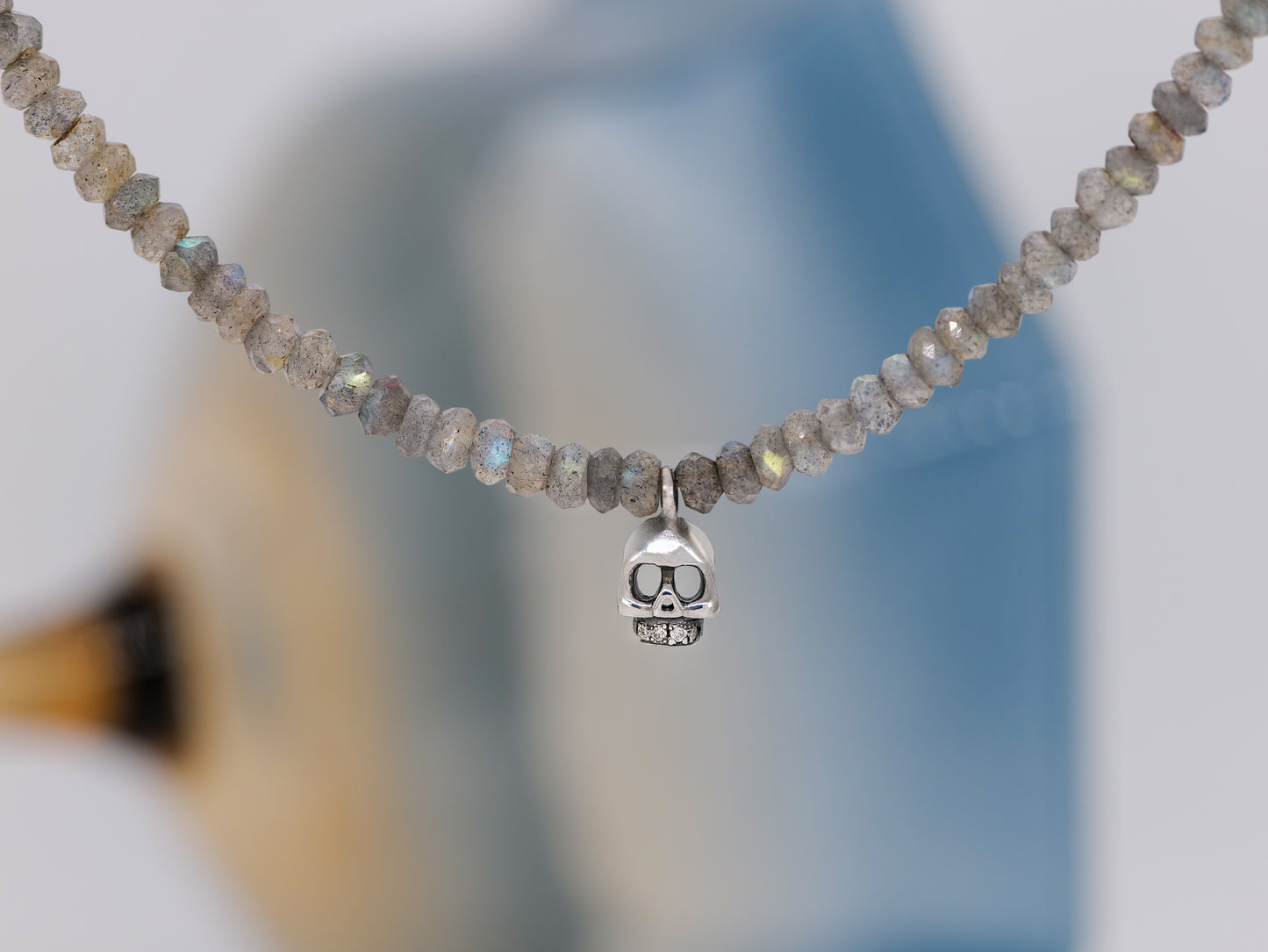 Labradorite Mini Skull Pendant Necklace