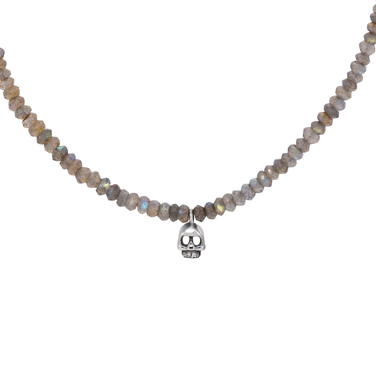 Labradorite Mini Skull Pendant Necklace