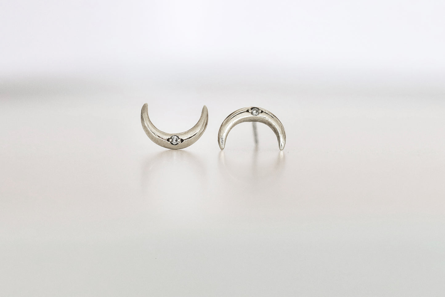 Sterling Silver Mini Crescent Moon Studs