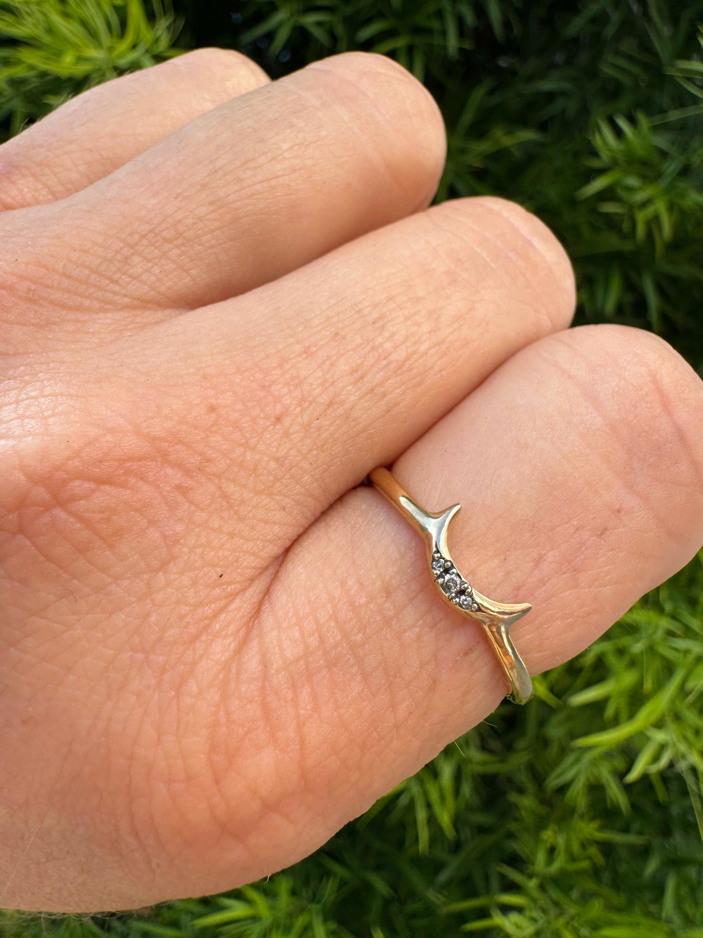 Bronze Mini Crescent Moon Ring