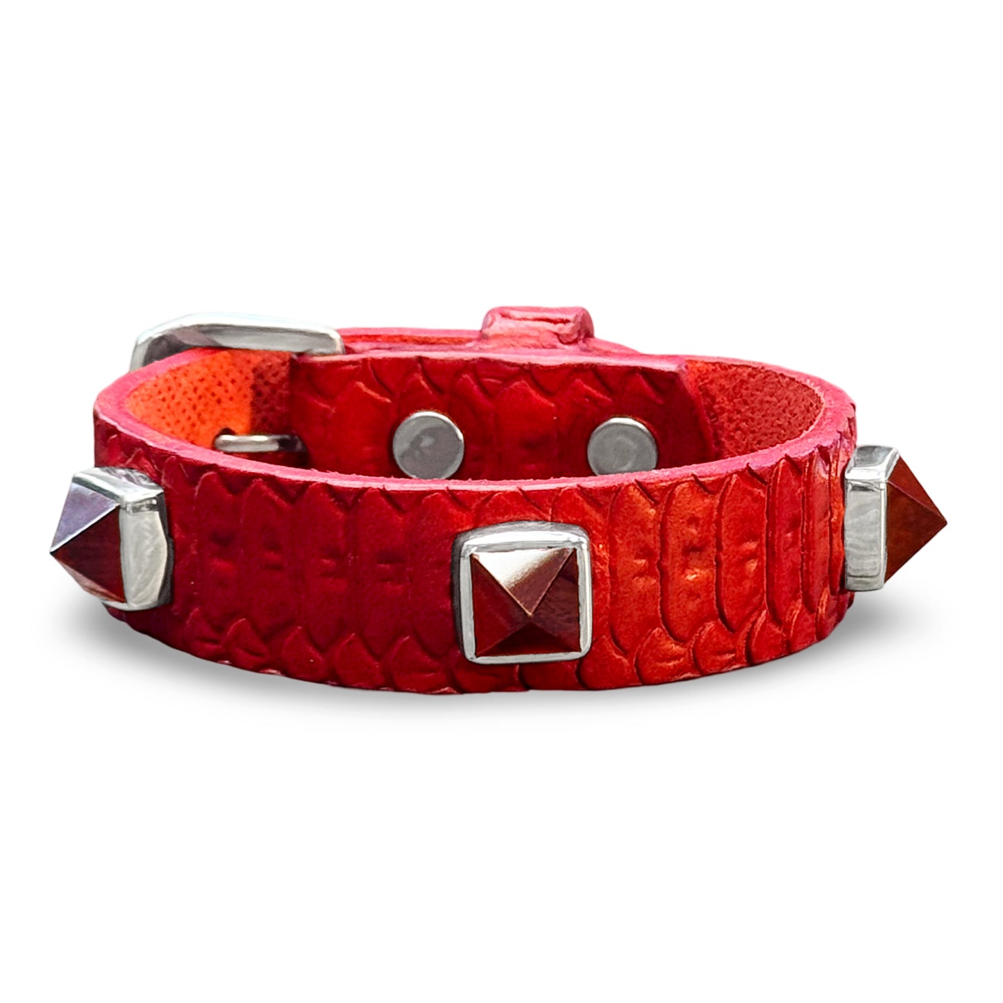 Buckle Bracelet w/ Red Snakeskin