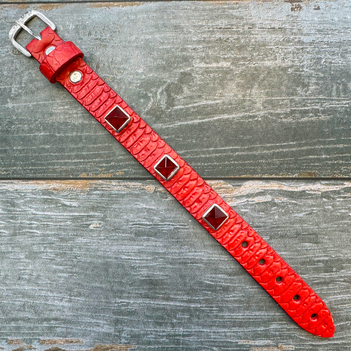 Buckle Bracelet w/ Red Snakeskin