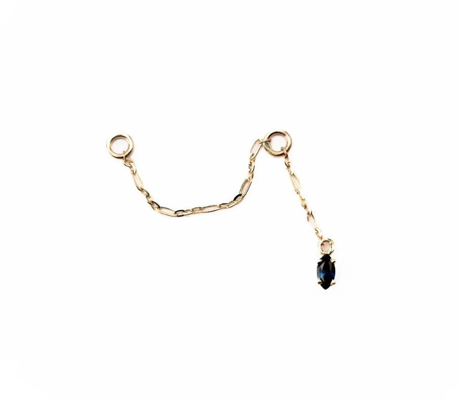 Single Gem Charm Connector - Australian Sapphire
