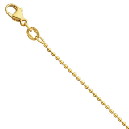 Gold Bead Chain, 14k, 1.5mm, 18"