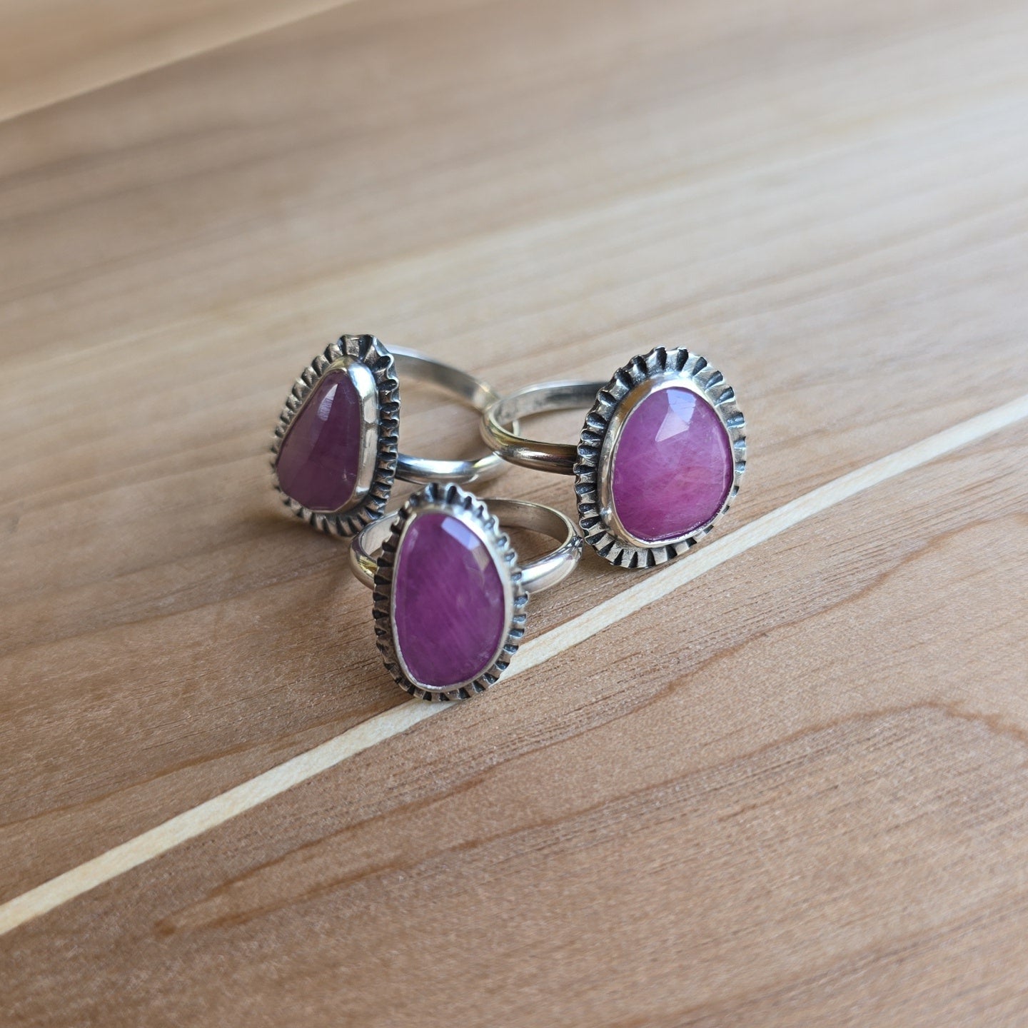 Pink Sapphire Ridge Rings