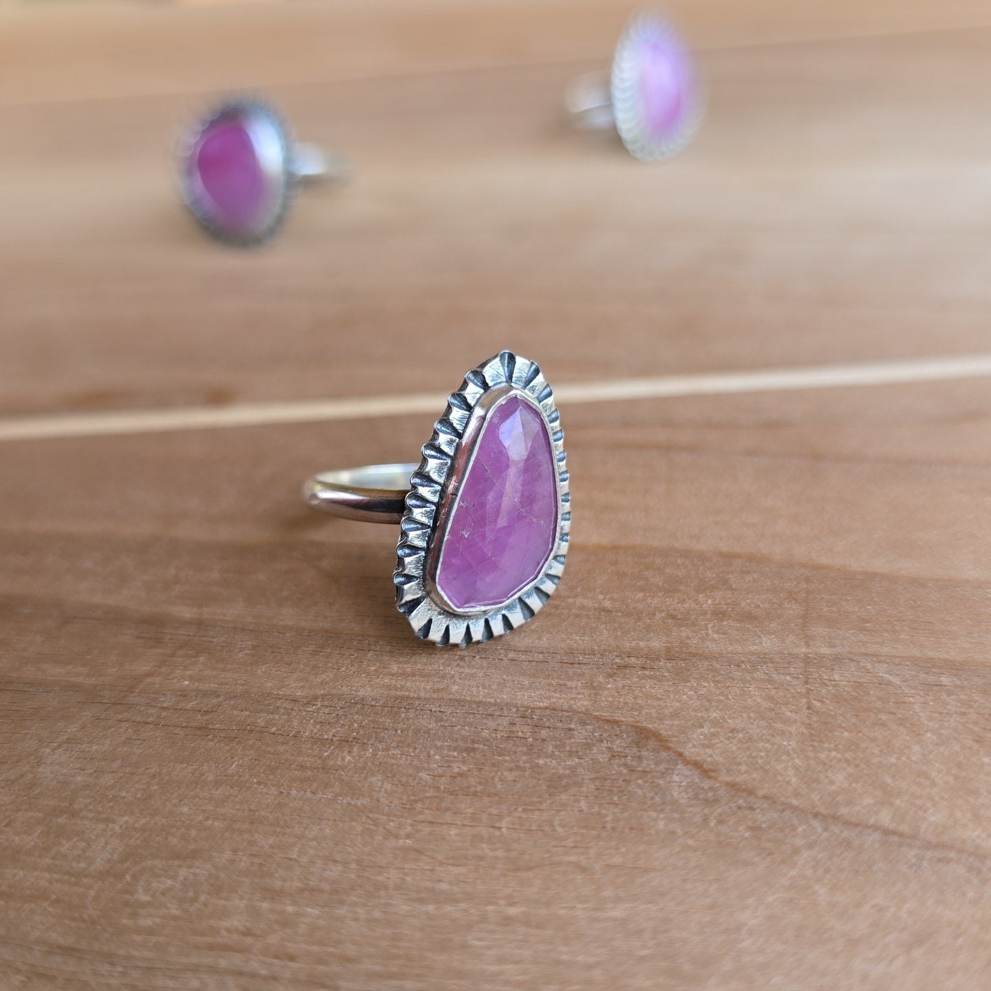 Pink Sapphire Ridge Rings